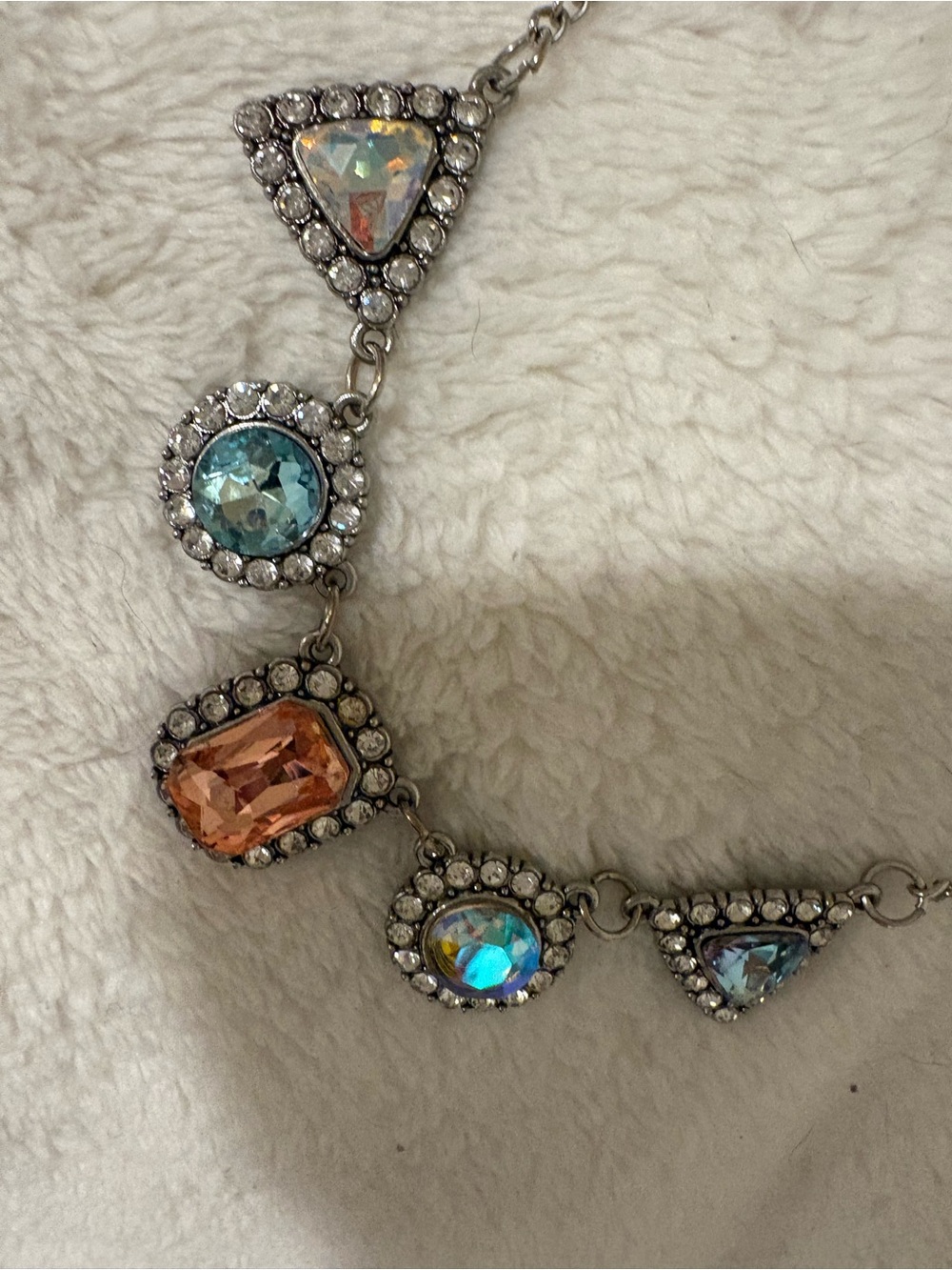 paparazzi Blue and Peach Crystal Statement Necklace